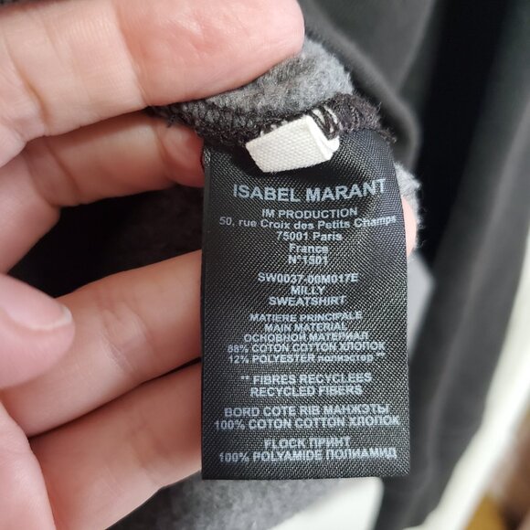 ISABEL ETOILE MARANT Milly MillyNY Sweatshirt Sweater Cotton Logo Women 36,Small - Picture 11 of 13